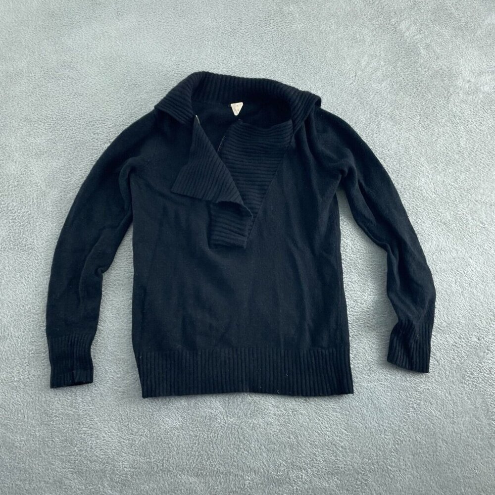 J.Crew Womens Medium Black Wool/Nylon/Cashmere Blend Ribbed Collar Sweater 2988